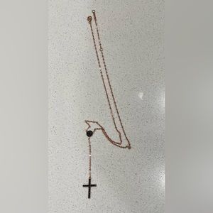 Lana Jewelry rose gold black diamond cross art necklace
